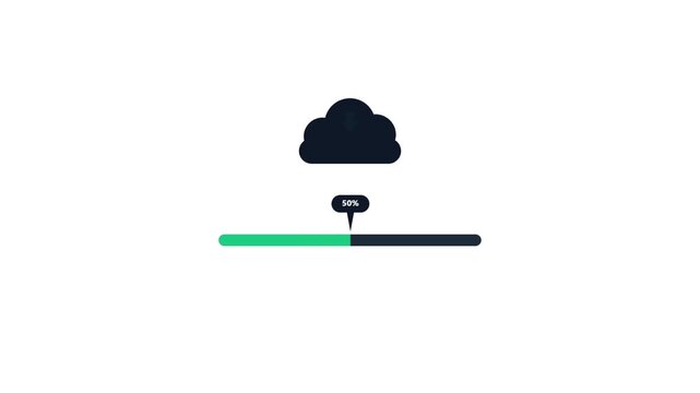Cloud storage download progress bar with percentage. 4K Video