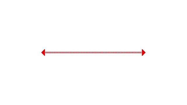 Red bidirectional arrow animation extending on white background minimalist motion graphic element for video presentations.