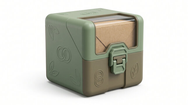 Tactical green storage box with latch, durable plastic container for gear, military style utility case for organization