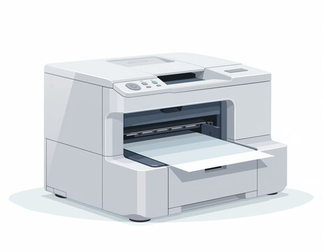 Modern Office Printer Flat Vector Illustration