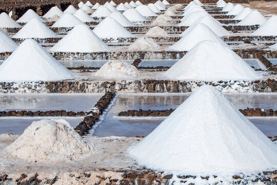 salt hill or salt mound at Janubio salt mine in Lanzarote,