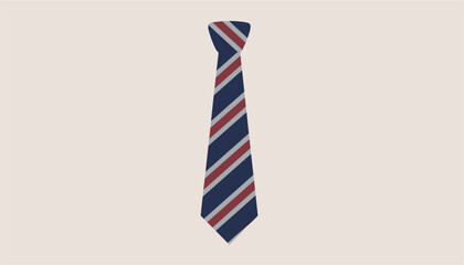 Fototapeta premium Men striped necktie in classic navy blue and red colors presented as a flat vector illustration over a light background.