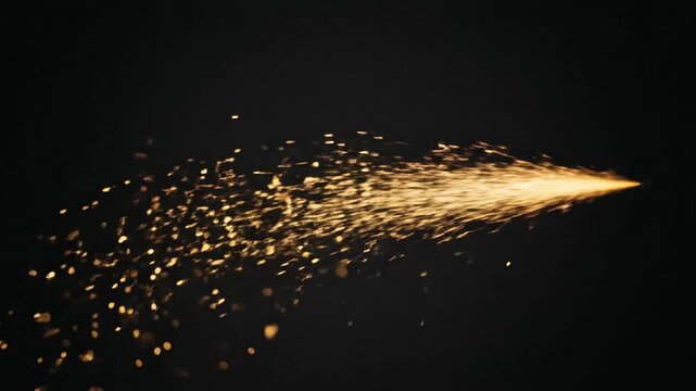 Bright orange sparks flying from a metal grinder tool in the dark