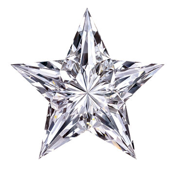 Sparkling crystal clear fivepointed star gemstone with brilliant facets and light reflections