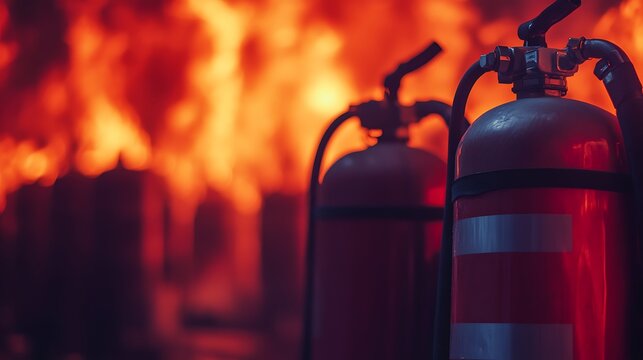 Steel fire suppression system with bright flames high resolution picture
