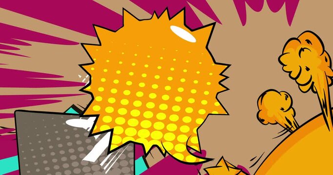 Cartoon background animation, comic book backdrop video. Retro comics pop art design.