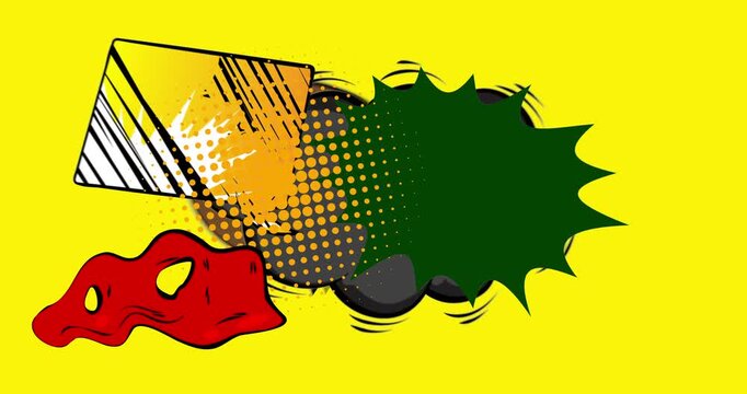 Cartoon background animation, comic book backdrop video. Retro comics pop art design.