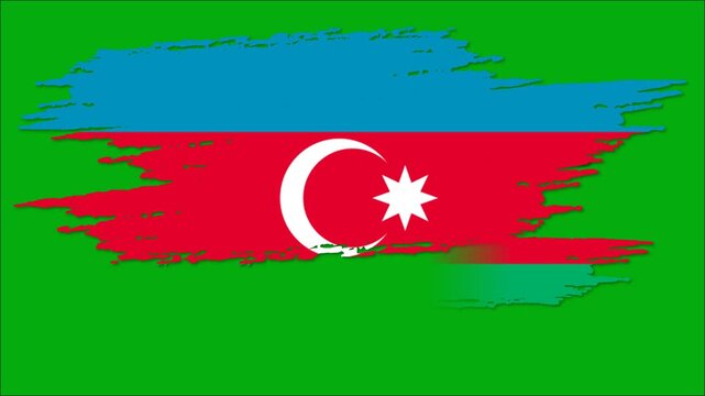 Azerbaijan Flag Grunge Brush Stroke Animation, Azerbaijani National Flag, Azerbaijan Patriotic Motion Background