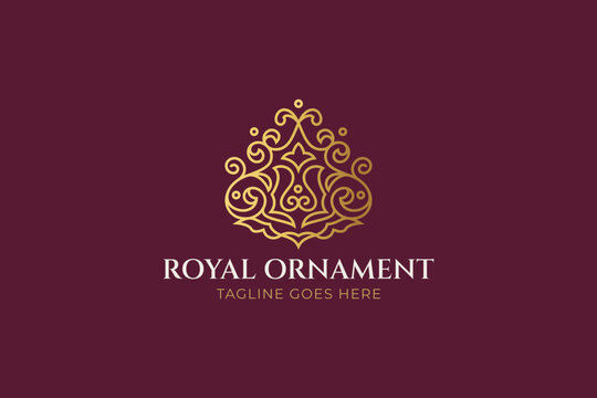 Royal Ornament Nusantara Swirl Luxury Logo Vector Illustration
