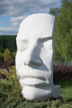 RAMSAY, RUSSIA - MAY 1, 2024: The modern sculpture "Goddess Athena" on a sunny May day. Legend sculpture park. Ramsay, Penza region