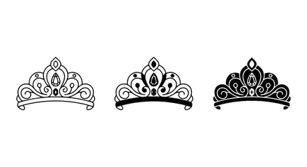 Elegant Tiara Icons, Royal Crown Vector Set, Princess Diadem Graphics, Regal Jewelry Illustrations © Lb