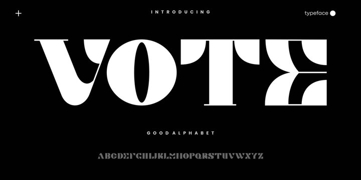 Vote Abstract Fashion font alphabet. Minimal modern urban fonts for logo, brand etc. Typography typeface uppercase lowercase and number. vector illustration