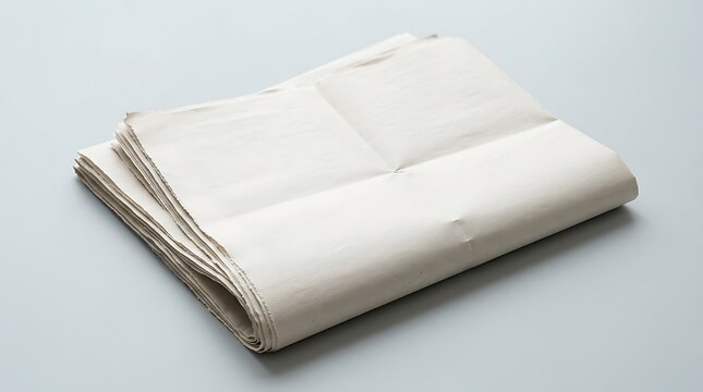 A stack of blank folded newspaper sheets lying flat for printing mockup design and daily news media communication layout