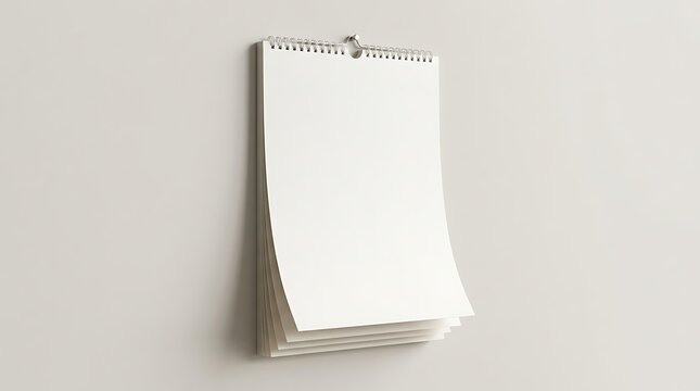 Stack of blank white spiral notebooks with metal binding on top