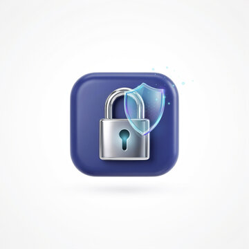 Digital security padlock icon on blue gradient background for cyber protection