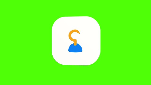 3D animated steel pirate hook hand icon on a white rounded card with a green screen background. Smooth loop motion, perfect for mobile app UI, captain costume, game asset, and video editing elements. 