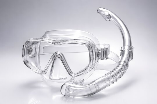 Clear diving mask and snorkel set, essential for underwater exploration and water sports