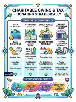 Strategic guide to charitable giving and tax efficiency infographic