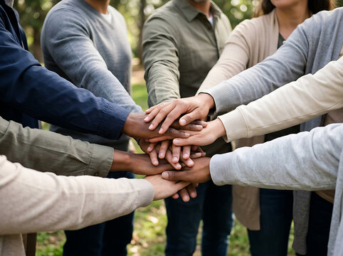 People fist bumping together in a circle