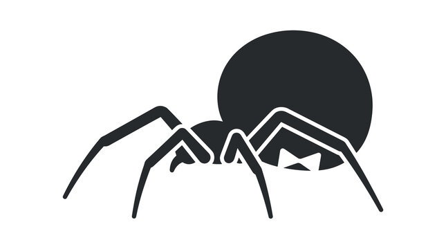 Black widow spider silhouette in side profile view