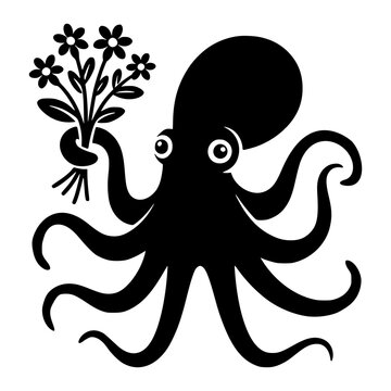 Octopus Holding Flowers