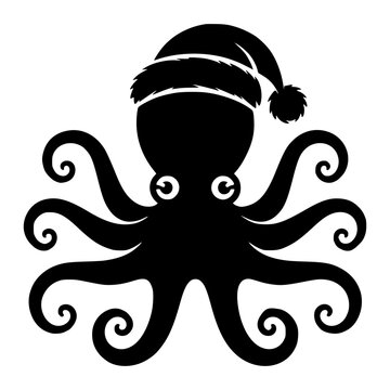 Octopus Wearing Santa Hat
