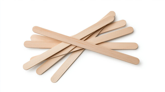 Disposable Wooden Coffee Stirrers Isolated on White Background
