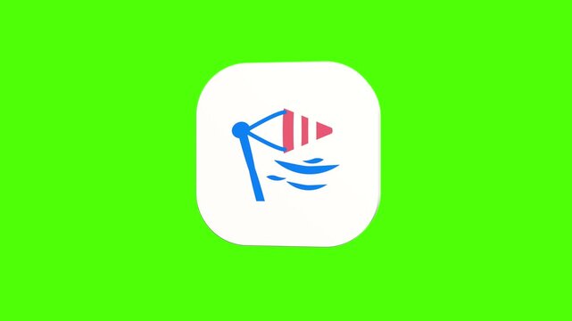 3D animated airport windsock directional wind indicator icon on a white rounded card with a green screen background. Smooth loop motion, perfect for mobile app UI, aviation weather, wind speed, and vi