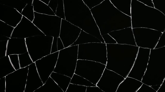 Abstract cracked glass background texture, animated shattered lines on dark backdrop, seamless loop