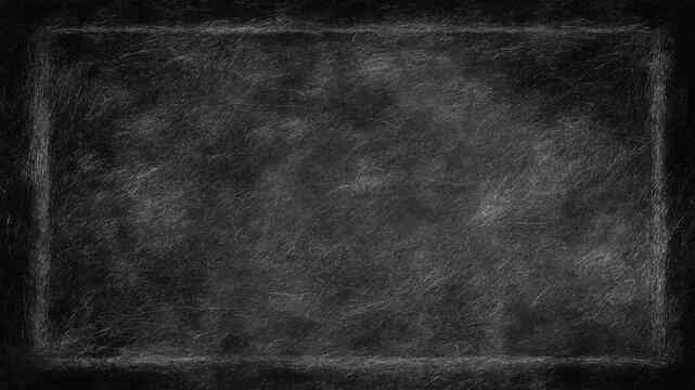 Hand drawn black fur texture frame border with empty center copy space text overlay seamless loop