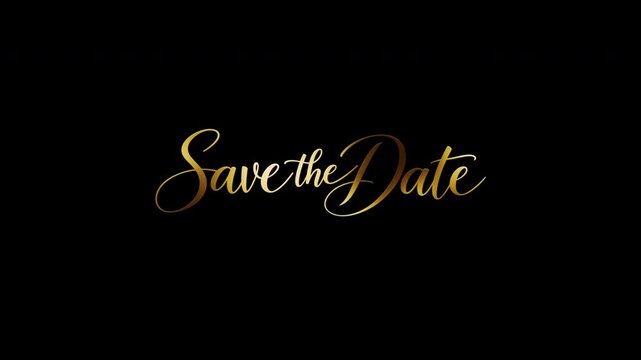 Save the Date Golden Calligraphy Text Animation with Shining Light Effect