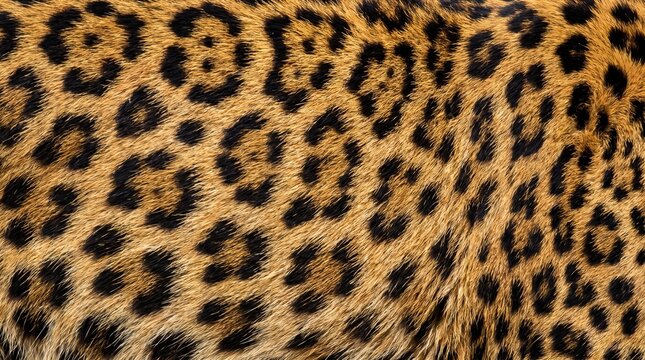 Leopard fur texture, dense natural hairs with distinctive golden and black rosette patterns, detailed fibers, seamless wildlife-inspired background