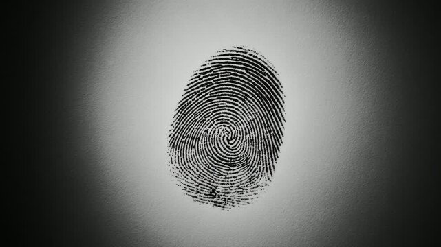 Fingerprint mark on textured paper background, black and white stop motion animation, seamless loop