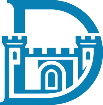 Simple Letter D Castle Monogram Illustration Creative Design Template 