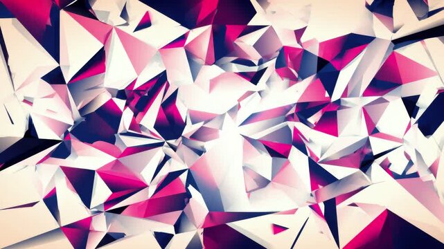 Abstract broken glass shards shifting across bright background, geometric background animation, seamless loop