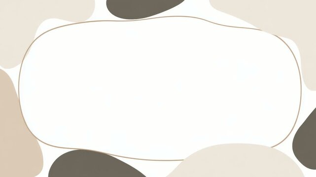 Abstract organic border frame with copy space text overlay, soft beige hand drawn digital stop motion animation seamless loop