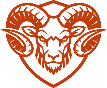  Ram Shield Head Illustration Creative Design Template 