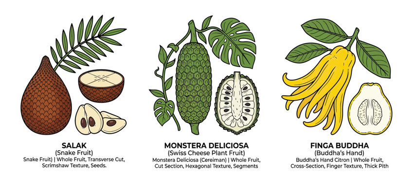 Exotic Fruits Collection Isolated Illustration