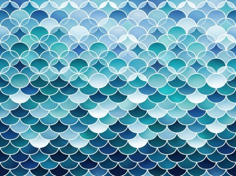 Seamless pattern with blue mermaid scales or fish scales