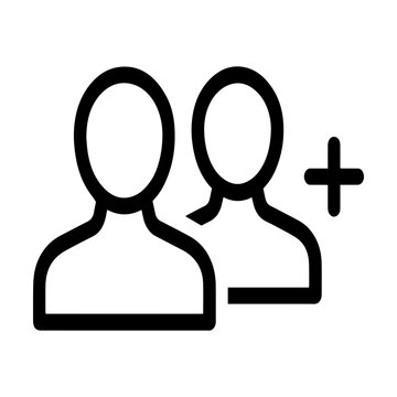 Icon representing adding a new person or group of people with user icon friend request contact list human figures connection communication collaboration community business interface internet