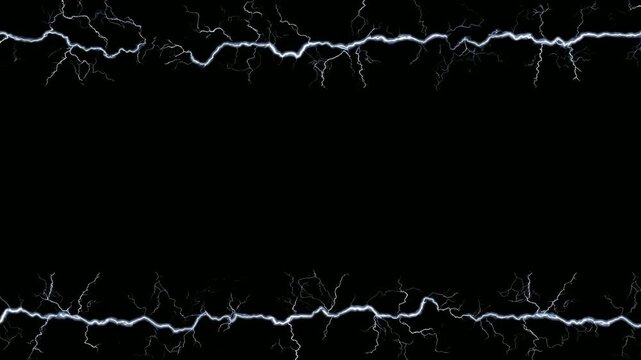 Electric lightning frame border with black copy space, hand drawn stop motion animation, seamless loop