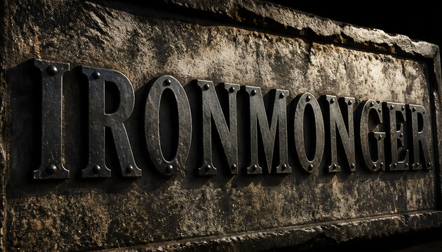 Rustic Heavy Ironmonger Metal Signboard with Rivets