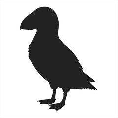 Fototapeta premium Vector illustration of a black puffin bird silhouette standing