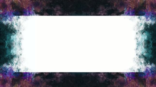 Abstract particle border frame with copy space text overlay, hand drawn digital stop motion style seamless loop
