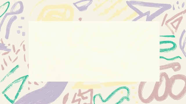 hand drawn abstract doodle border frame with copy space text overlay seamless loop