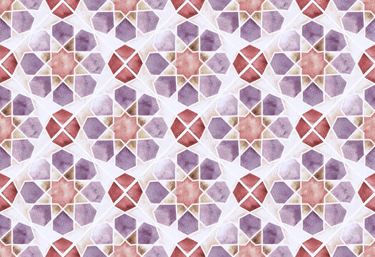 Watercolor Islamic Geometry Pattern Background