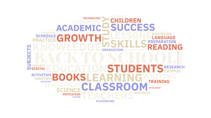 Fototapeta premium Back to School Education Word Cloud Typography Illustration on Dark Background