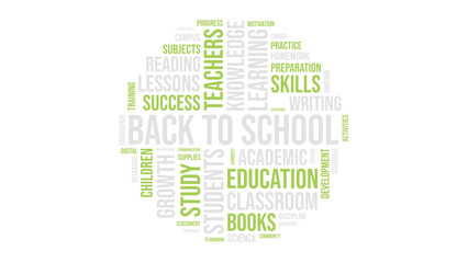 Fototapeta premium Back to School Education Word Cloud Typography Illustration in Circular Shape on Dark Background