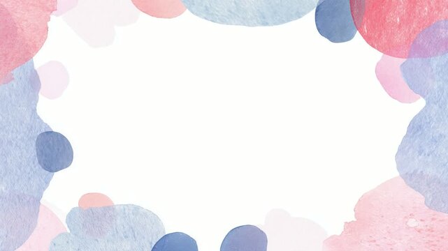 Pastel watercolor animated border frame with copy space, hand drawn digital stop motion seamless loop