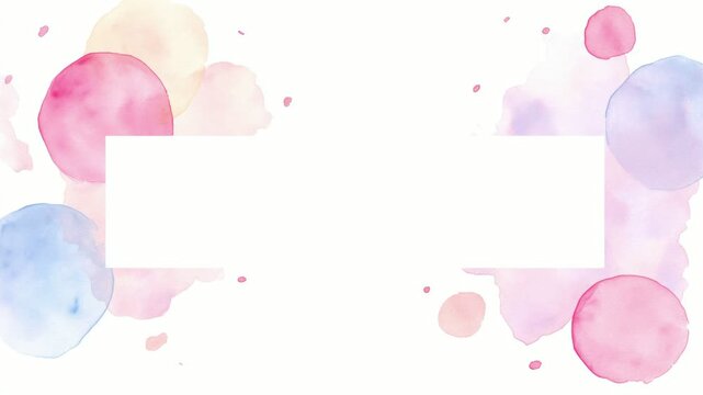 Watercolor pastel bubble border frame with copy space text overlay, hand drawn stop motion animation seamless loop